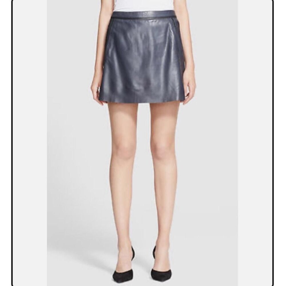 VINCE Contrast Insert Leather Coastal Mini Skirt